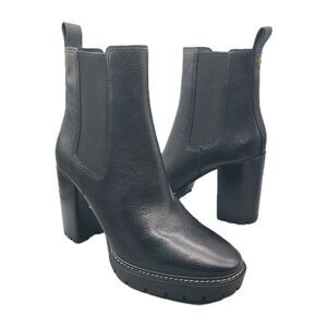 Tory Burch Womens Boots Black Chelsea Lug Pull On Block Heel Booties Size 11 NEW